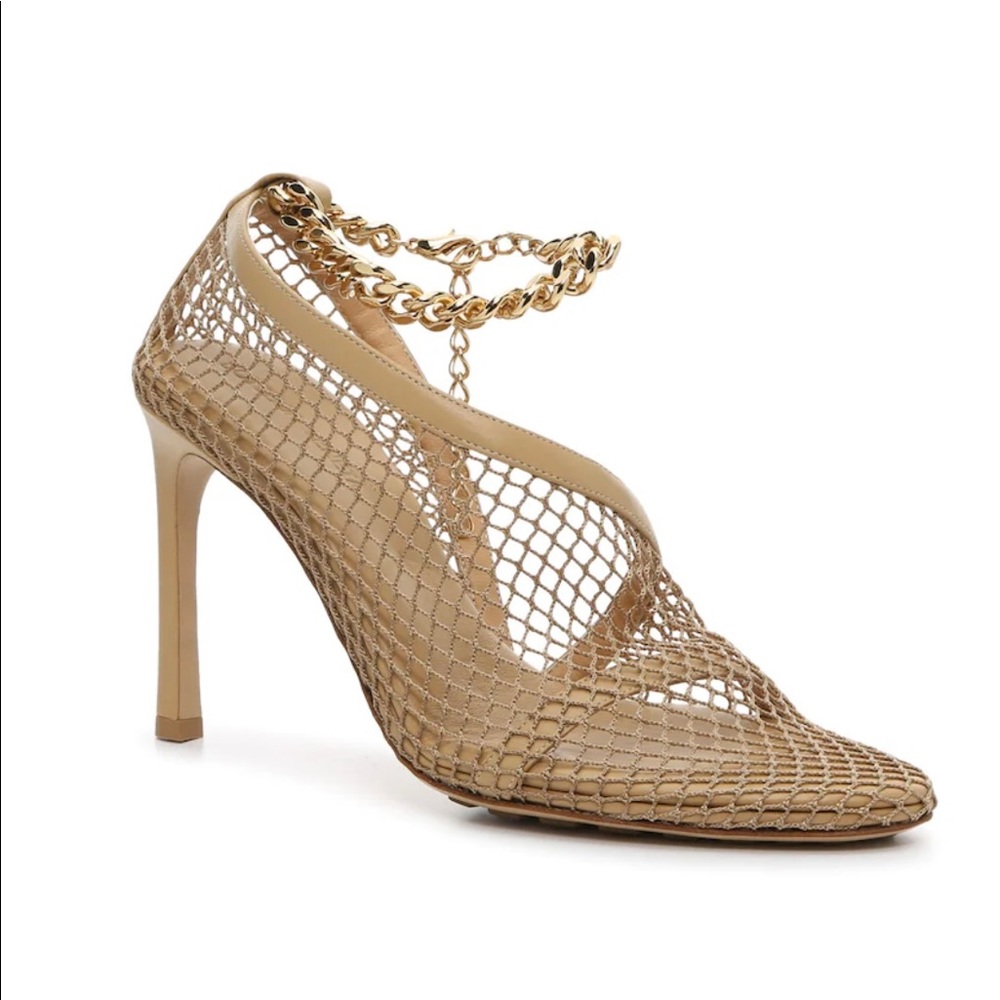 Bottega Veneta Beige Chain Mesh Pumps sz 38